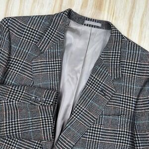 Vintage Cashmere Blazer Mens 46 L Colorful Plaid Sports Coat Soft Lebow Clothes